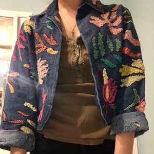 Chico’s embroidered jean jacket